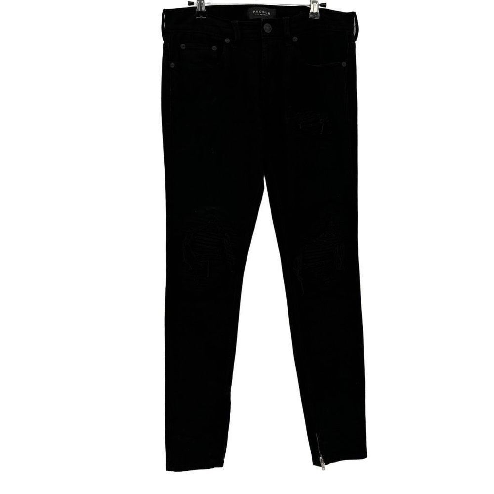 PacSun The Skinniest Distressed Moto Jeans Black 30X32 - Picture 1 of 12